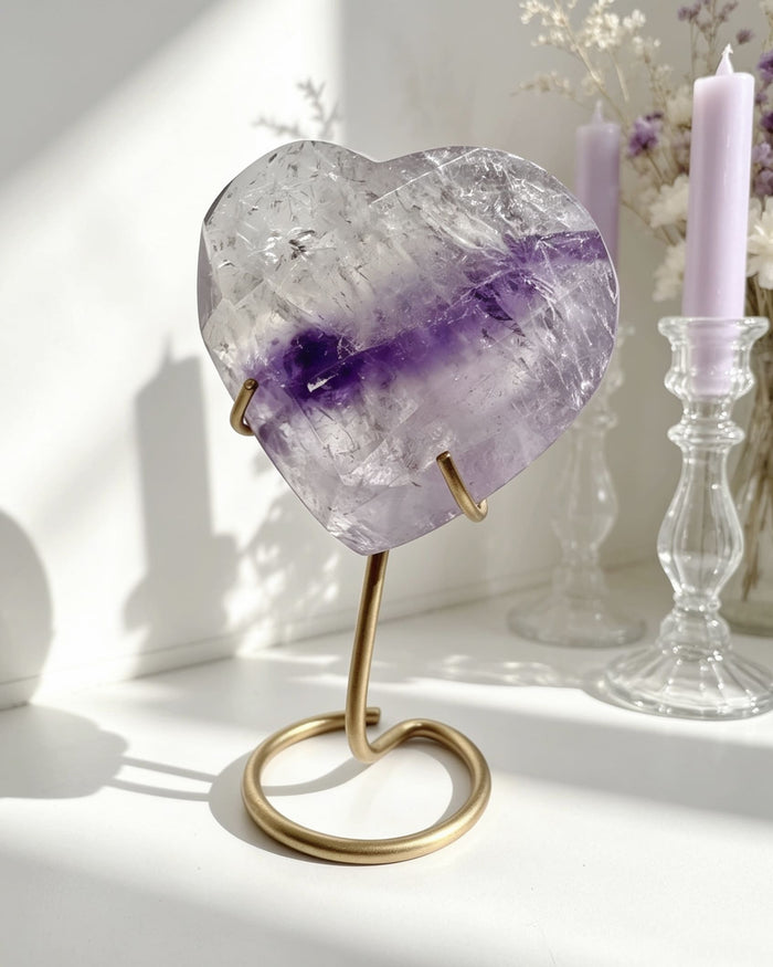 Amethyst Faceted Heart On Stand