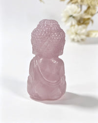 Rose Quartz Crystal Baby Buddha Carving