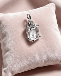 Clear Quartz Crystal Pendant – Emerald Cut Silver