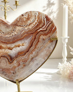 Pink Crazy Lace Agate Heart On Stand No. 11