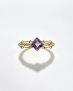 Amethyst Crystal Ring – Diamond Shape Yellow Gold