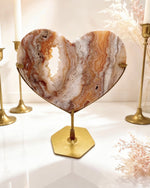 Pink Crazy Lace Agate Heart On Stand No. 7