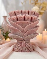 Pink Opal Crystal Rose Bouquet Carving
