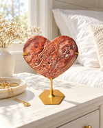 Pink Crazy Lace Agate Heart On Stand No. 4