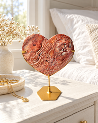 Pink Crazy Lace Agate Heart On Stand No. 4