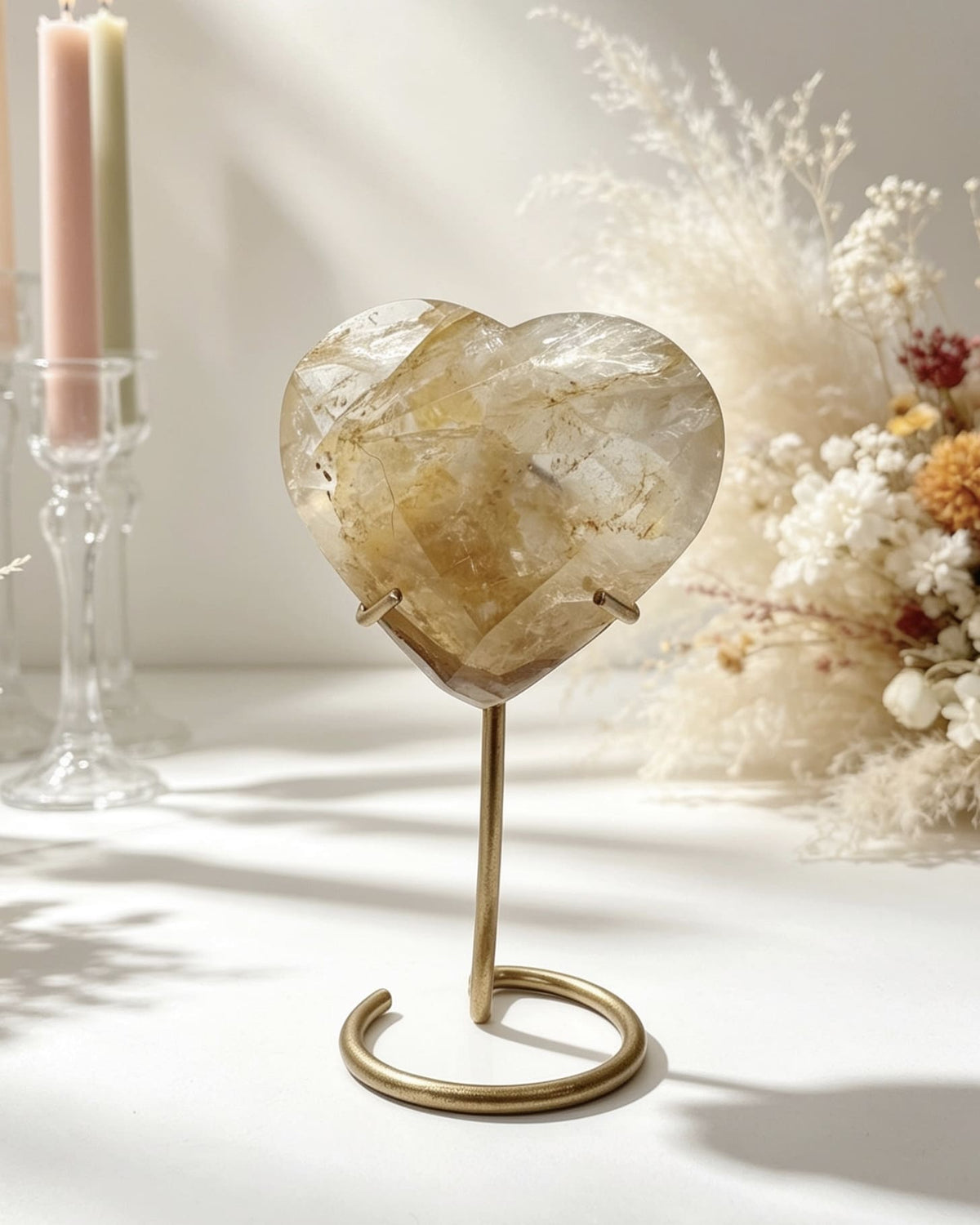 Golden Healer Faceted Heart On Stand No. 2