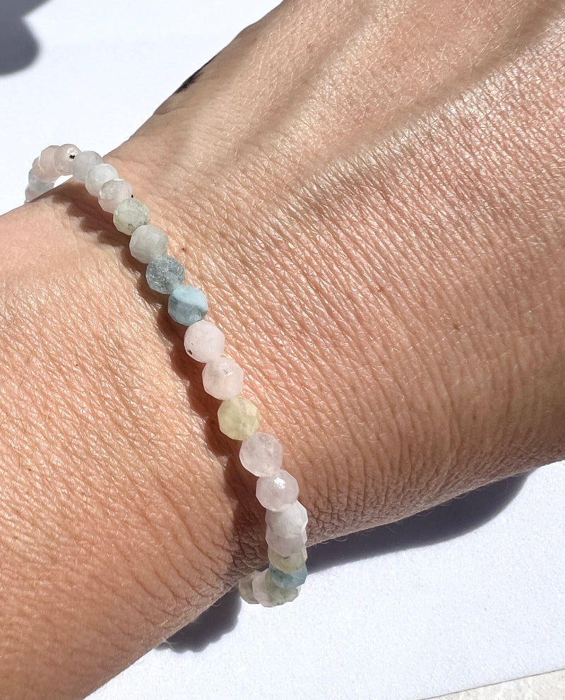 Morganite 4mm Faceted  Bracelet
