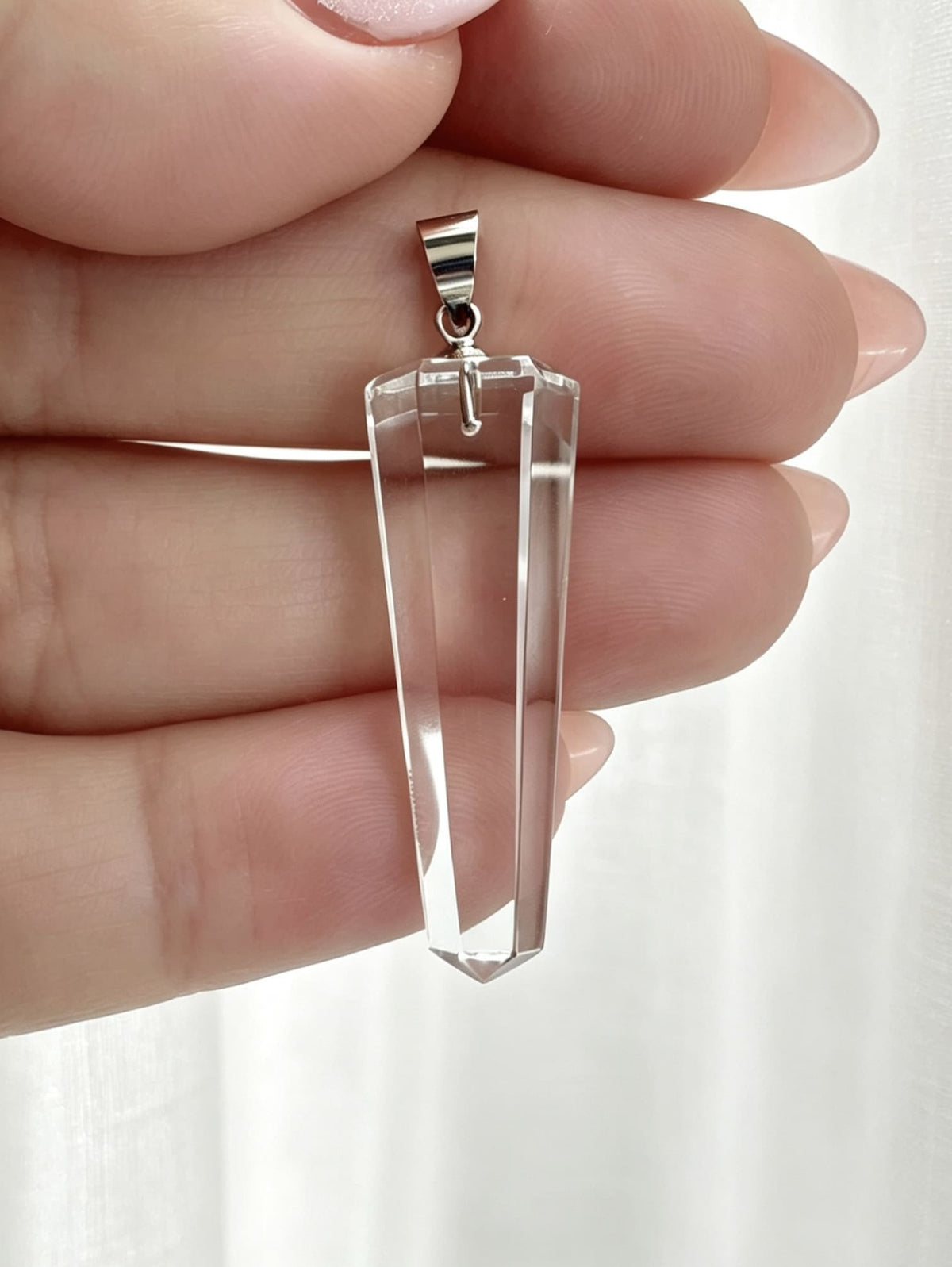 Clear Quartz Crystal Pendulum Pendant – Silver
