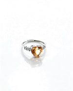 Heart Citrine & Lab Diamond Silver Ring