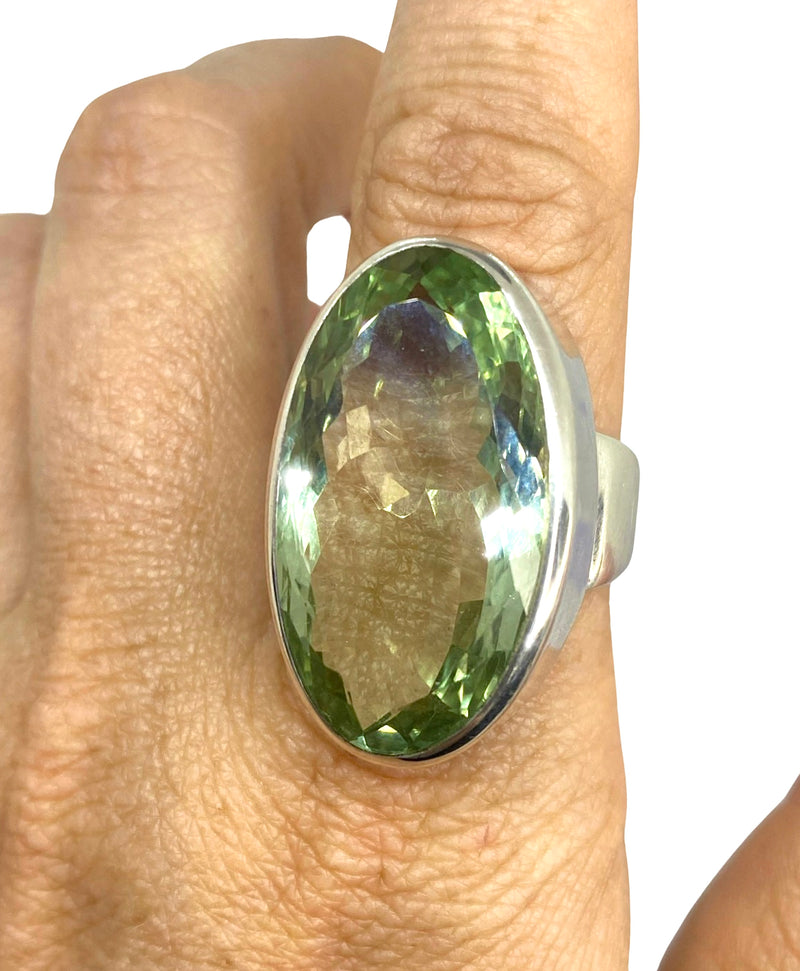 Rare AAAA Grade Green Amethyst Ring