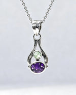 Amethyst Crystal Pendant – Purple & Green Silver