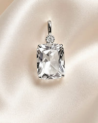Clear Quartz Crystal Pendant – Emerald Cut Silver