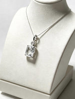 Clear Quartz Crystal Pendant – Emerald Cut Silver