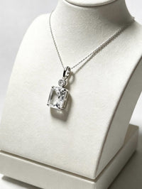 Clear Quartz Crystal Pendant – Emerald Cut Silver