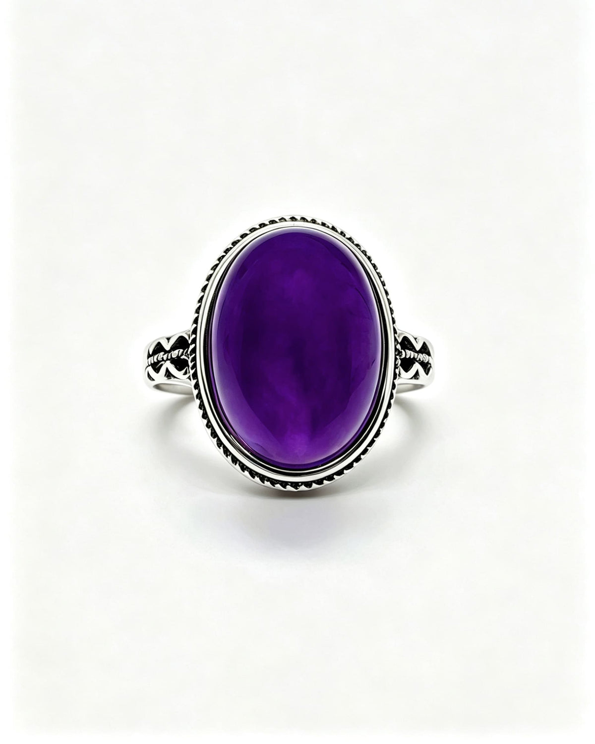 Amethyst Crystal Ring – Oval Silver