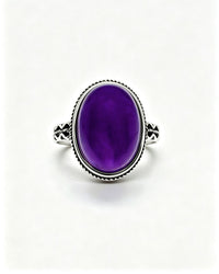 Amethyst Crystal Ring – Oval Silver