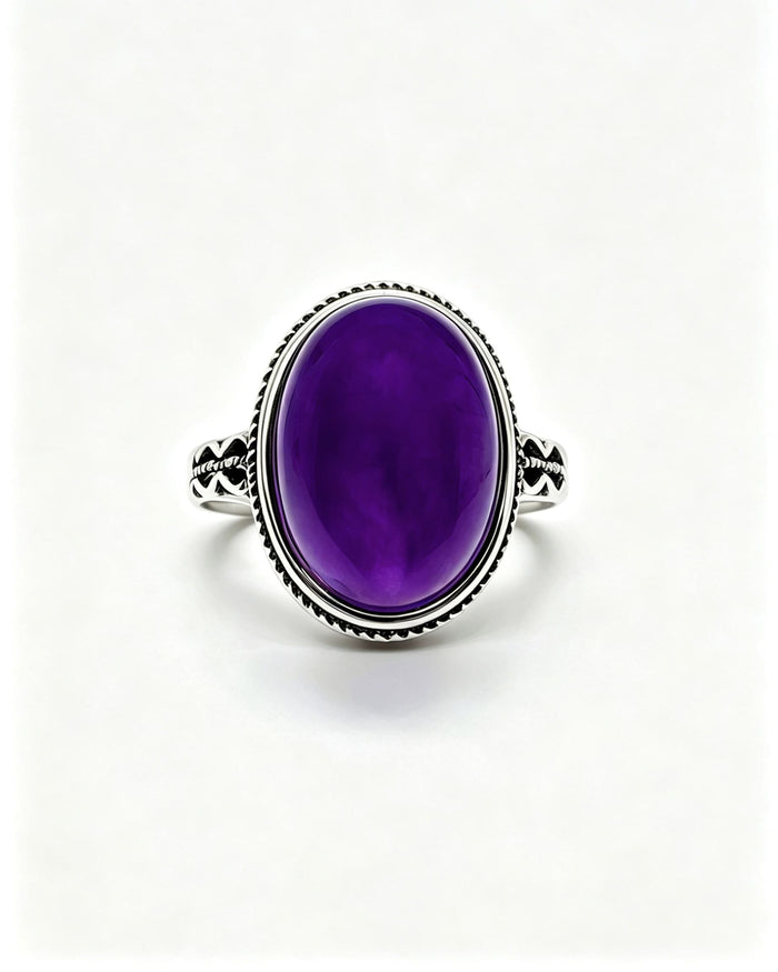 Amethyst Crystal Ring – Oval Silver