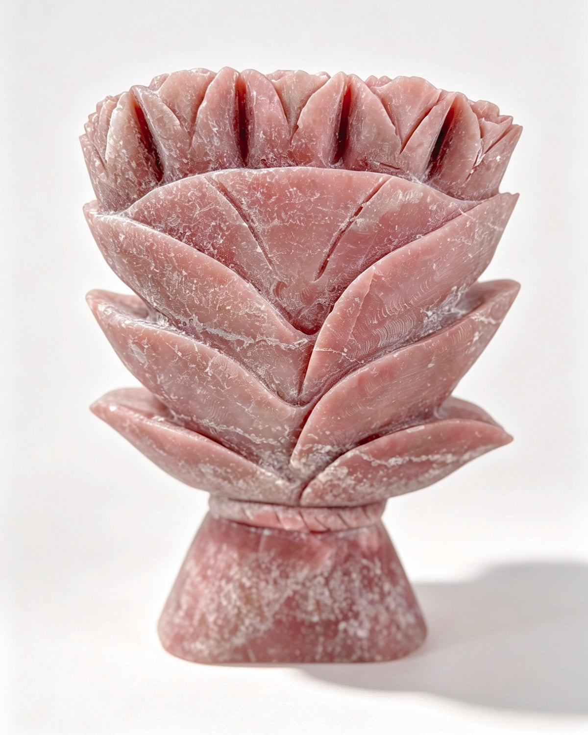 Pink Opal Crystal Rose Bouquet Carving