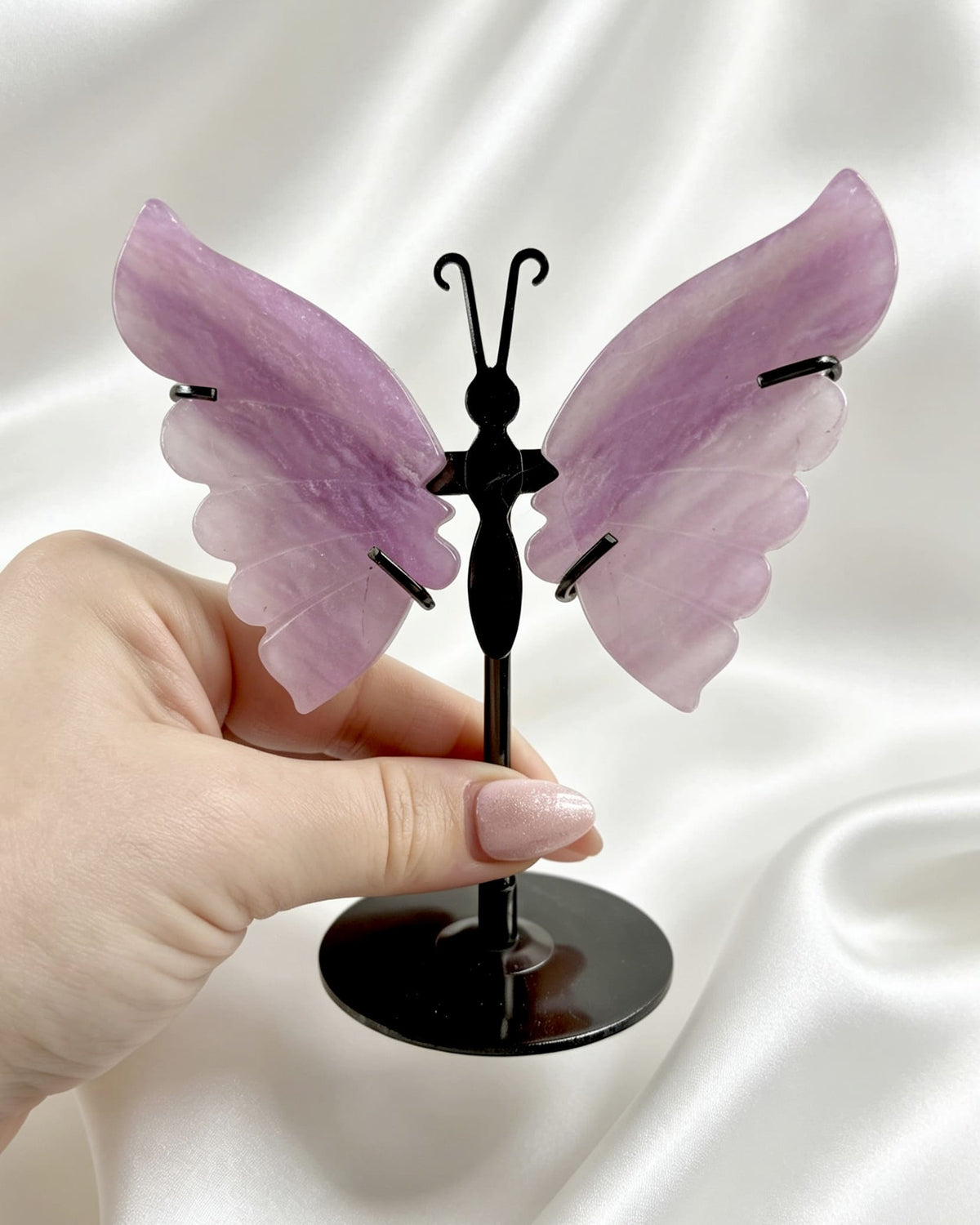 Pink Fluorite Butterfly On Stand