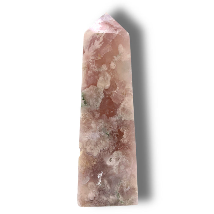 Flower Agate Obelisk with Amethyst Inclusions no. D944