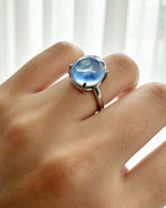 Aquamarine Crystal Ring – Oval Silver