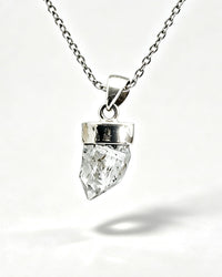 Herkimer Diamond Crystal Pendant – Raw Silver