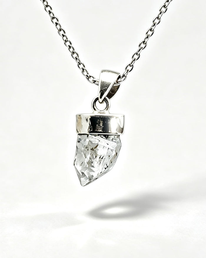 Herkimer Diamond Crystal Pendant – Raw Silver