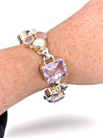 AAA Grade Amethyst, Clear Quartz, Rose Quartz, Pearl Bracelet