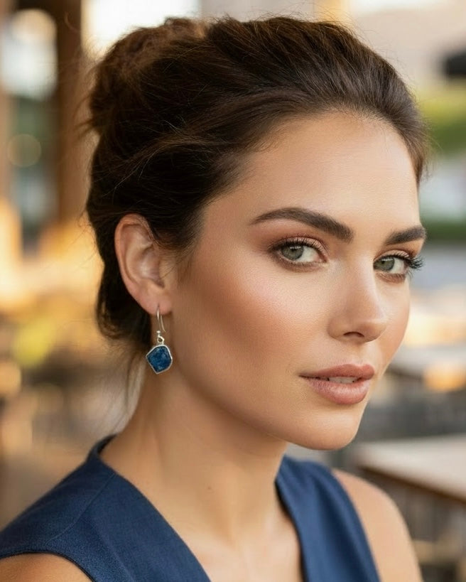 Apatite Crystal Earrings – Raw Silver