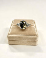 Golden Rutile & Hematite Crystal Ring – Silver with Lab Diamonds