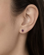 Ruby Studs - Drop Silver