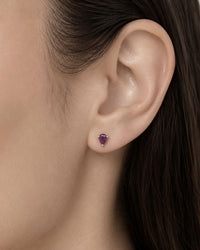 Ruby Studs - Drop Silver
