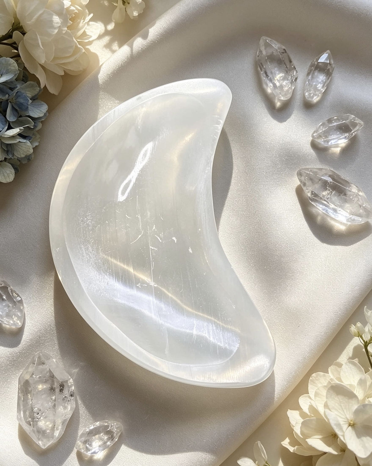 Selenite Bowl - Moon Shaped
