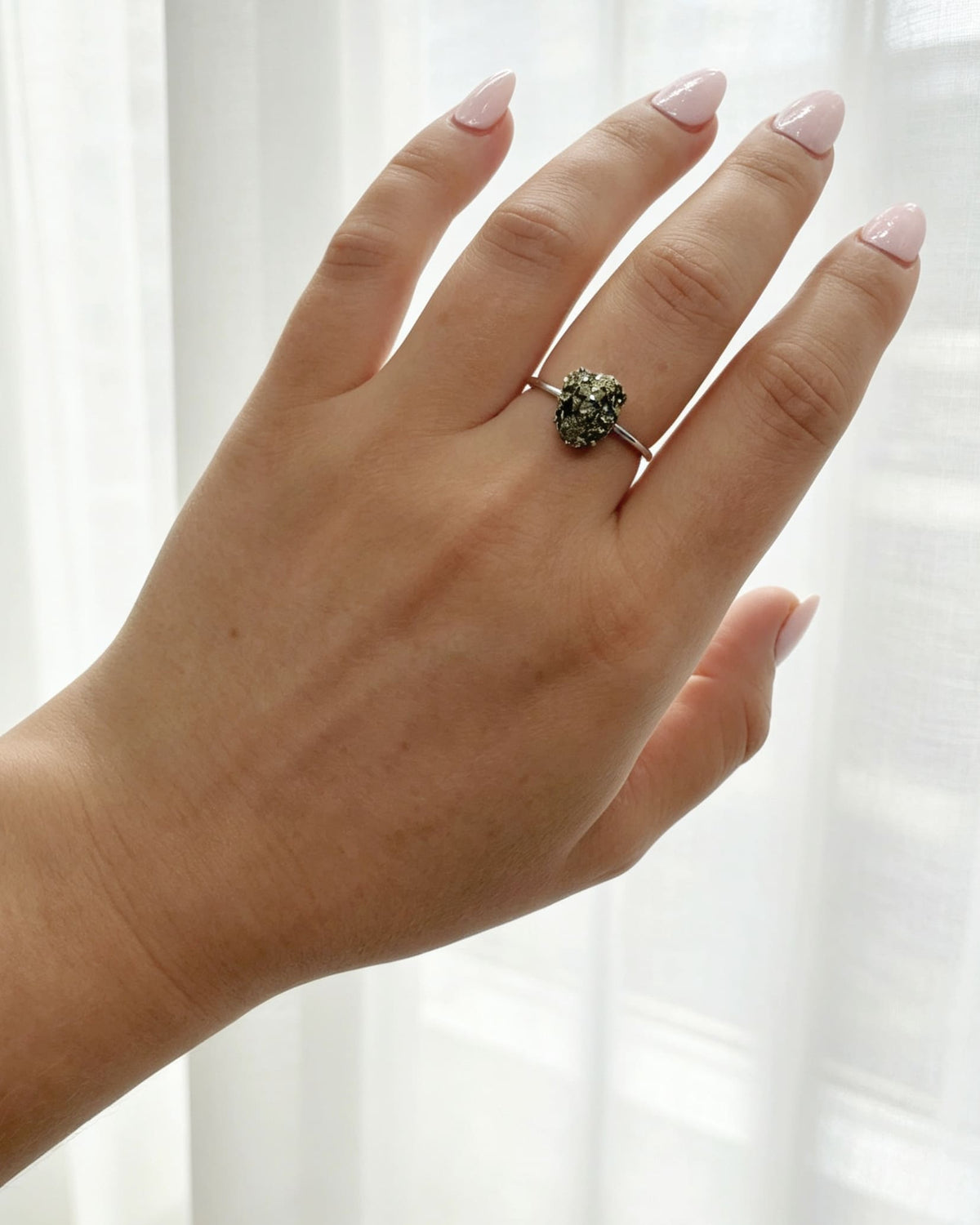 Pyrite Crystal Ring – Raw Silver No. 2