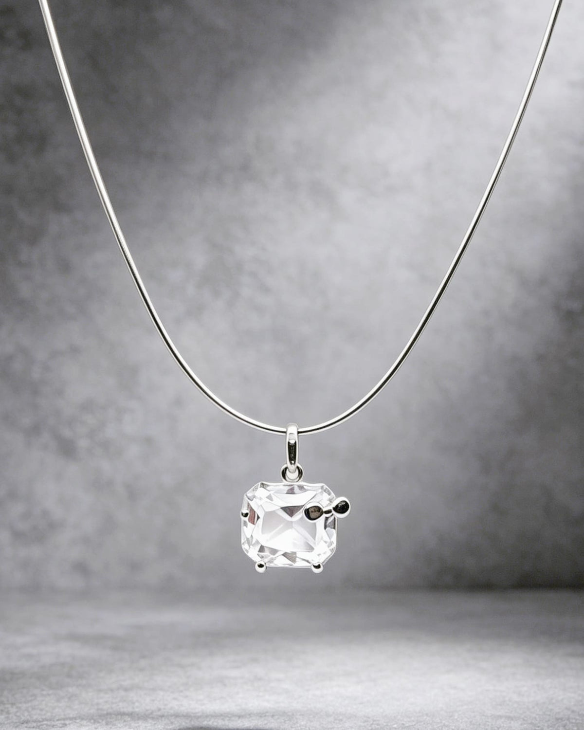 Clear Quartz Crystal Pendant & Chain – Hello Kitty Silver