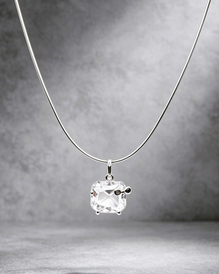Clear Quartz Crystal Pendant & Chain – Hello Kitty Silver