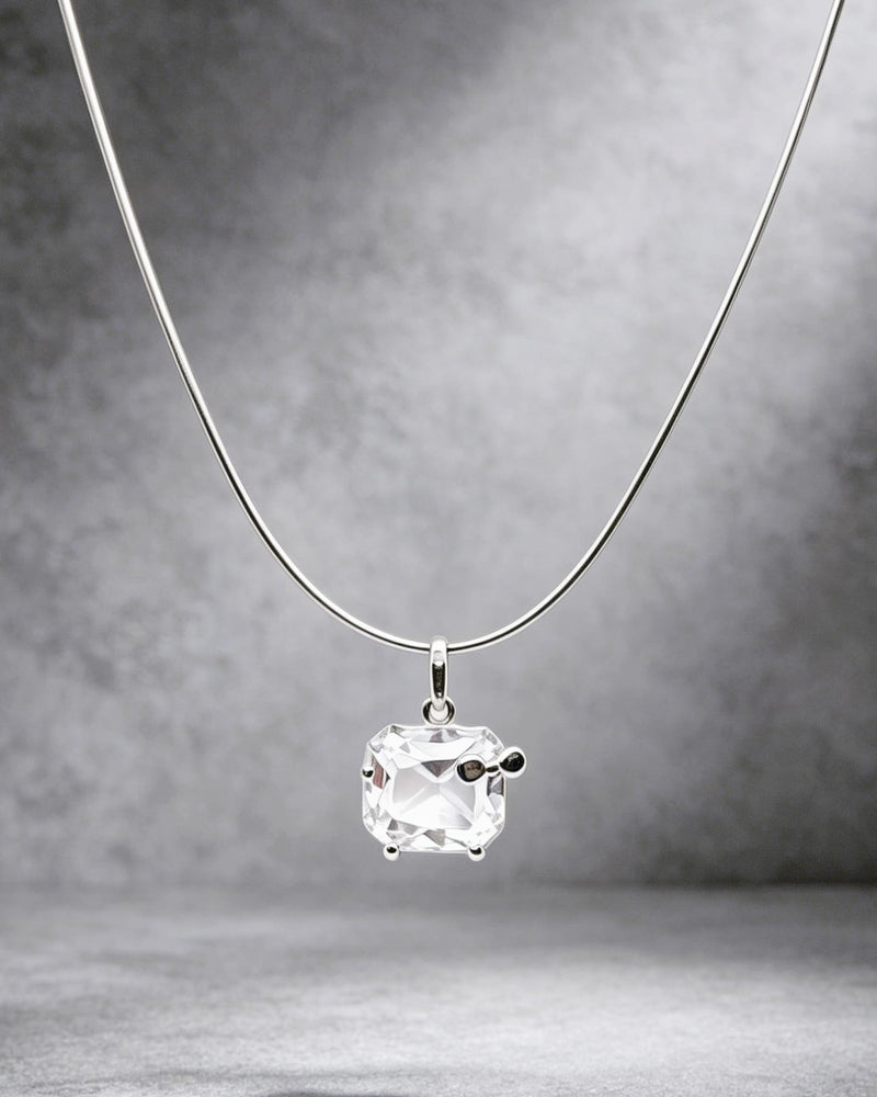 Clear Quartz Crystal Pendant & Chain – Hello Kitty Silver