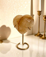 Golden Healer Faceted Heart On Stand