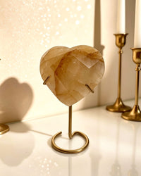 Golden Healer Faceted Heart On Stand
