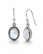 Moonstone Crystal Earrings – Silver Oval