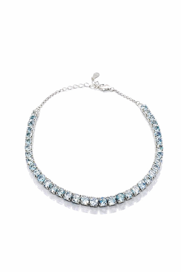 Blue Topaz Silver Tennis Bracelet