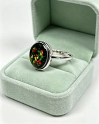 Ammolite Crystal Ring – Oval Silver
