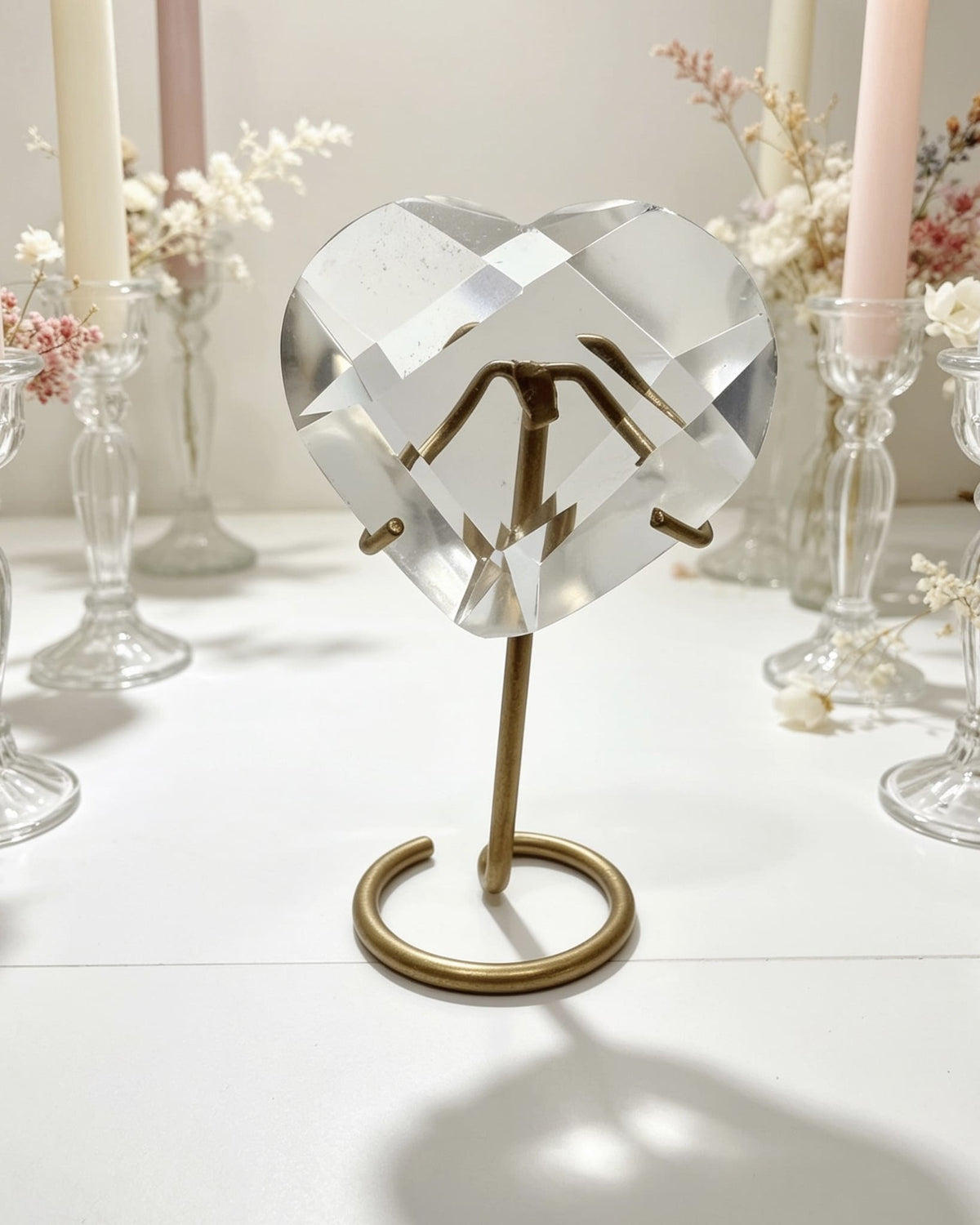 Clear Lemurian Faceted Heart On Stand No. 2