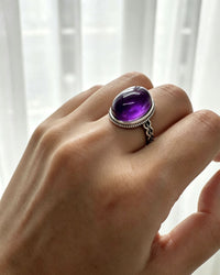 Amethyst Crystal Ring – Oval Silver