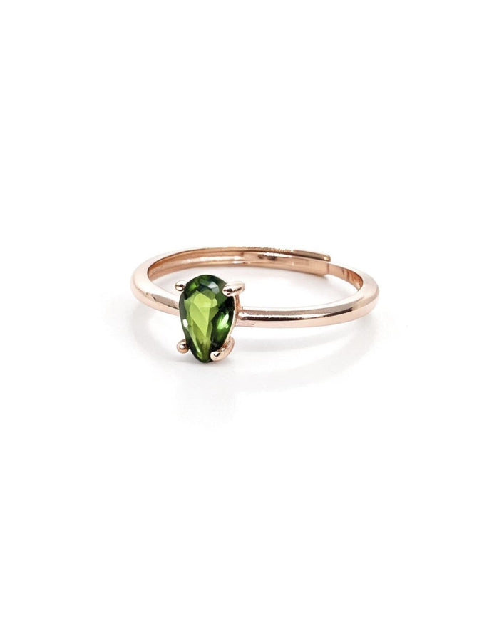 Drop Diopside Rose Gold Ring