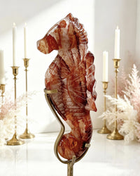 Fire Quartz Seahorse On Stand
