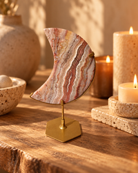 Pink Crazy Lace Agate Moon On Stand No. 7