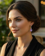 Amethyst Crystal Earrings – Drop Faceted Silver