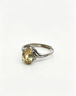Oval Citrine & Lab Diamonds Silver Ring