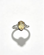 Oval Citrine & Lab Diamonds Silver Ring